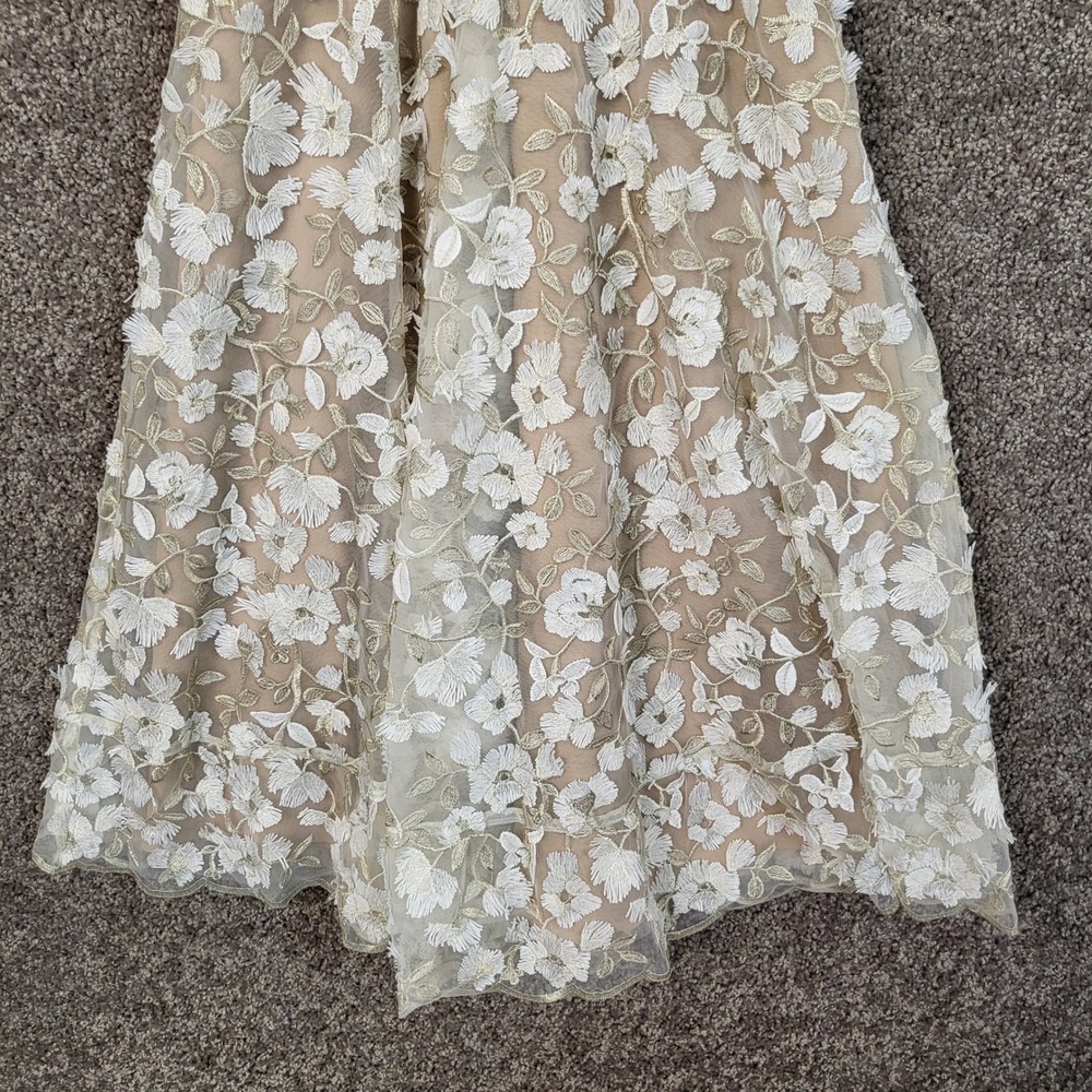 Dress The Population Elisa White Floral 3D Embroidery Dress Medium DDR424-K542‎ - Picture 8 of 11